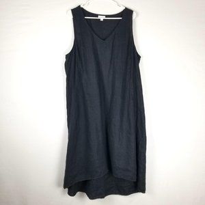 J Jill Black Linen Dress Sleeveless Minimalist Sum